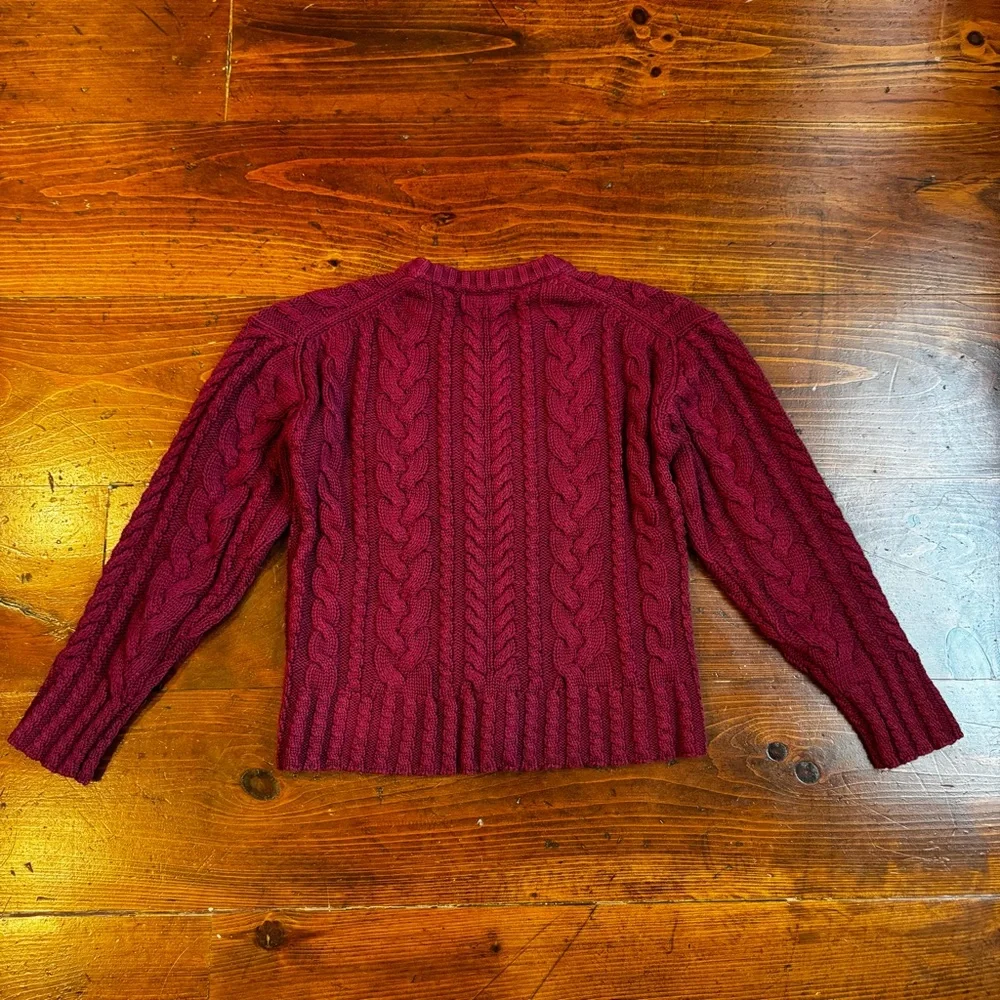 J. Crew Women's Cable-knit Crewneck Sweater - Color- Vivid Mulberry. Size Small